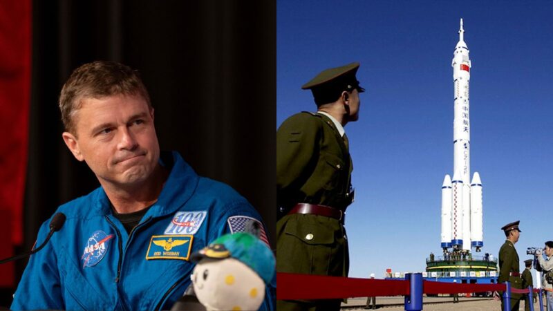 Fotografia de comandante da Artemis II da Nasa e foguete da China