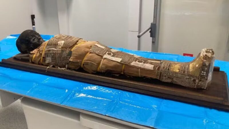 Tomografia revela objeto misterioso em múmia egípcia de criança