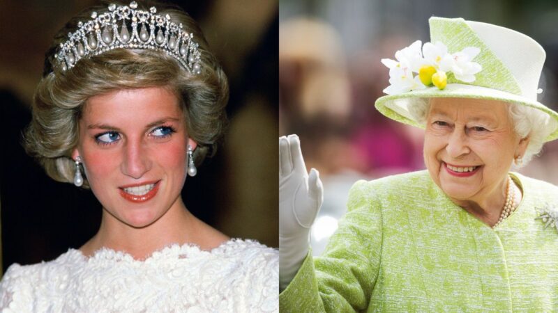 Fotografia da Princesa Diana e da Rainha Elizabeth II