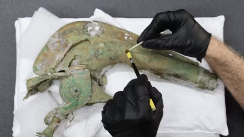 Imagem de item arqueológico de Carnyx, feito há 2.000 anos