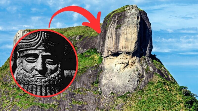 Foto da Pedra da Gávea e suposto busto de Badezir