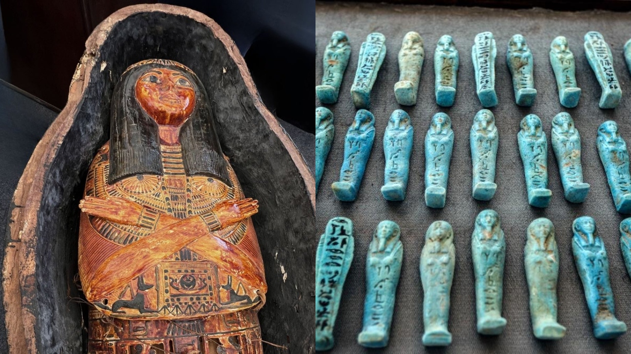 Escavações no Egito revelam impressionantes múmias, amuletos e papiro