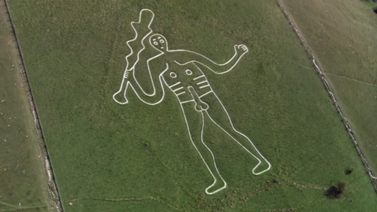 Imagem aérea do Gigante de Cerne Abbas