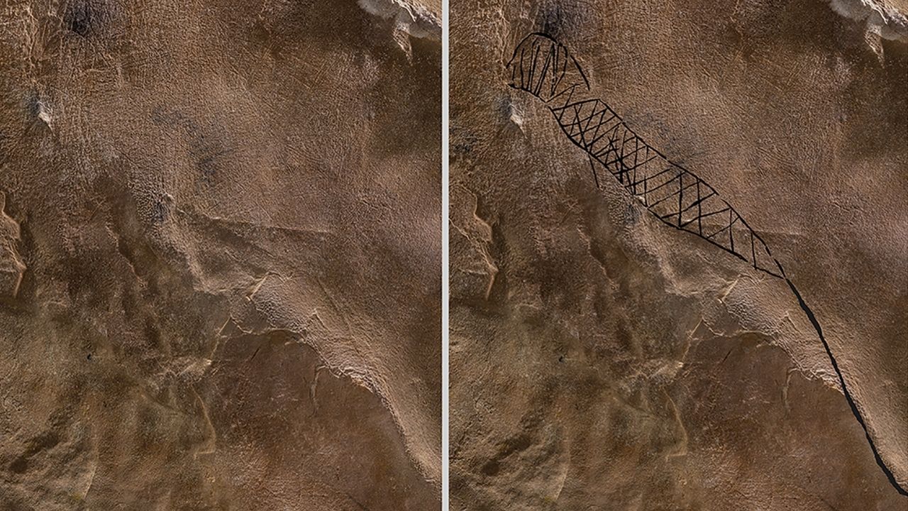 Pesquisadores encontram rica pintura rupestre de 3 metros de comprimento