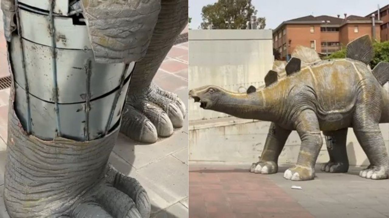 Homem é encontrado morto dentro de estátua gigante de dinossauro na Espanha