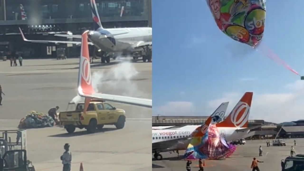 Balão cai no aeroporto de Guarulhos e avião é atingido