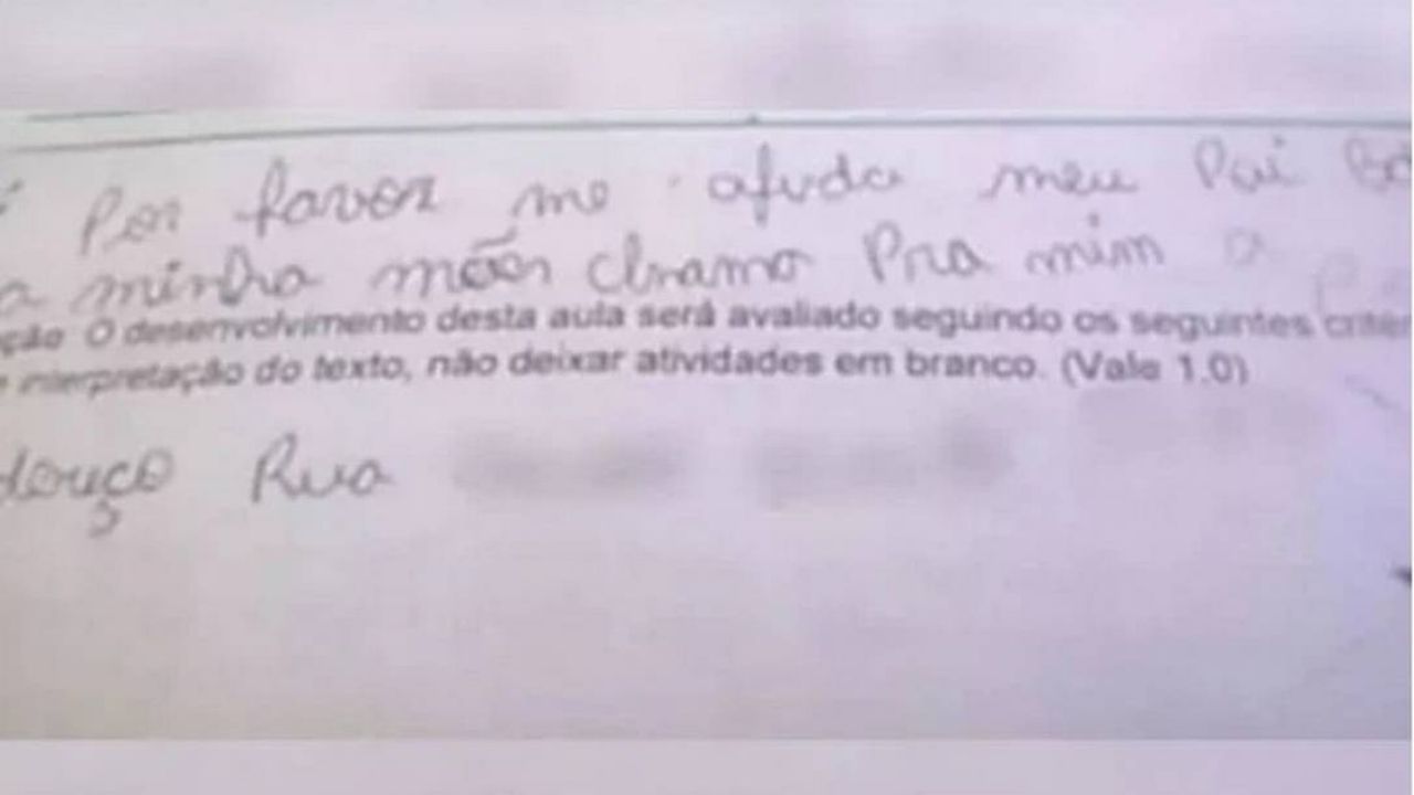Menino deixa recado em prova para denunciar violência doméstica