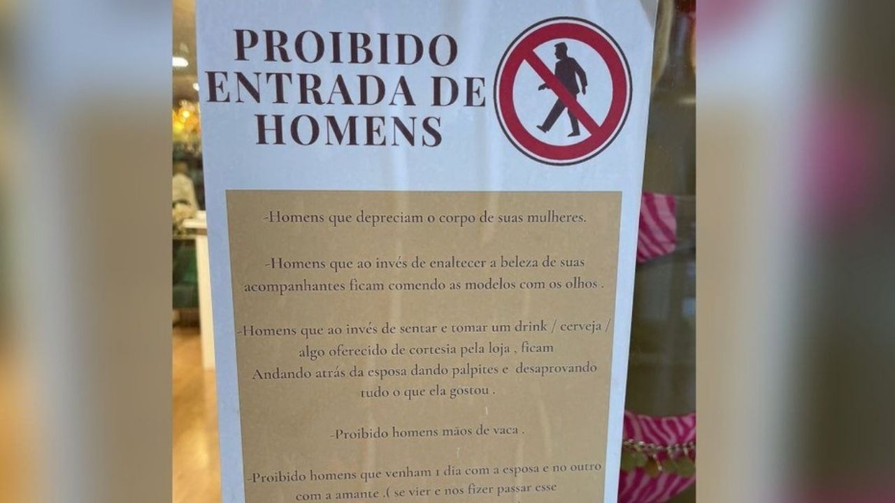 Entrada de homens é proibida em loja no interior de SP
