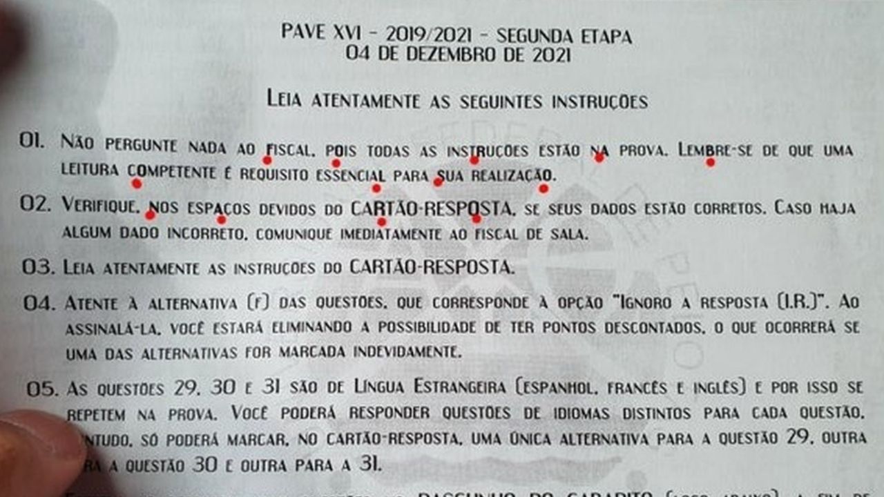 Prova tem mensagem ‘Fora Bolsonaro’ cifrada