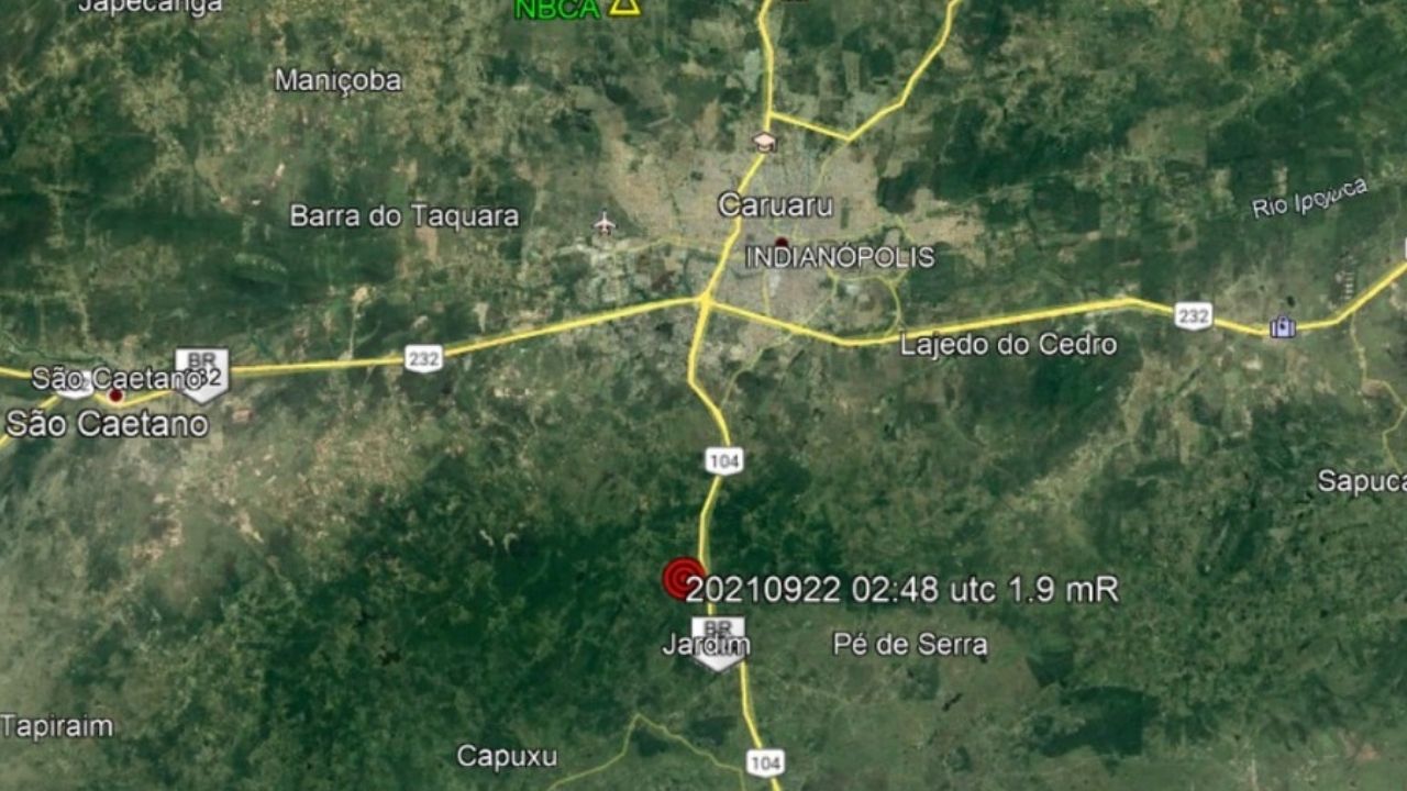 Caruaru registra tremor de magnitude 1.9 na escala Richter