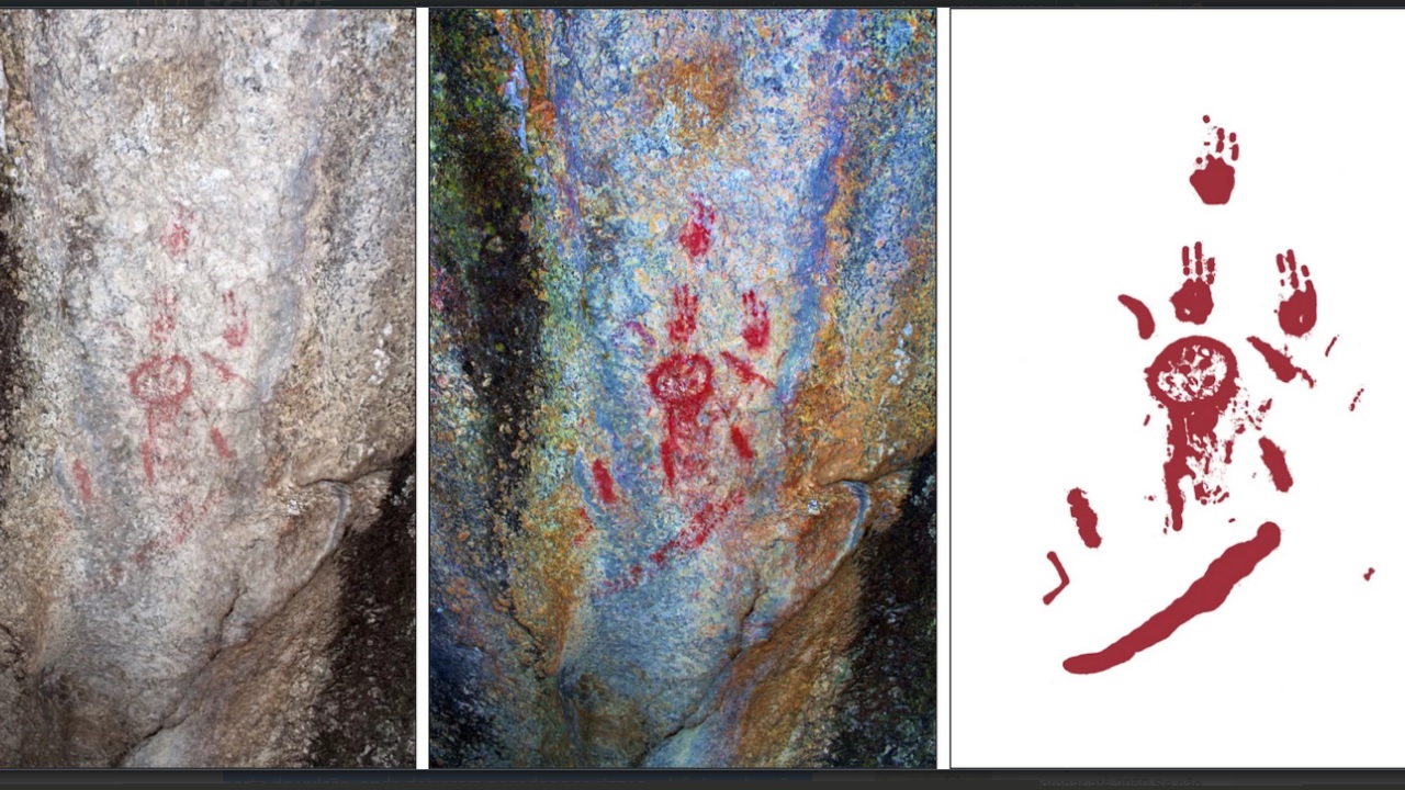 A Arte Rupestre que representa uma erupção vulcânica: você consegue ver o vulcão cuspindo lava?
