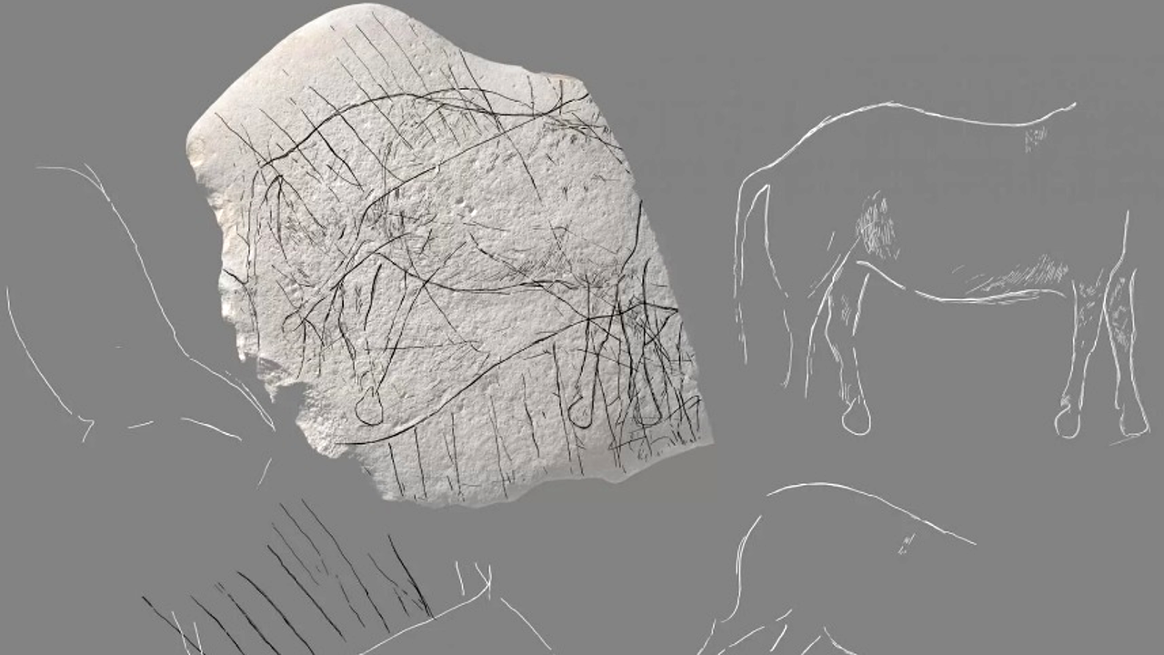 Gravura de 12 mil anos que representa animais é encontrada na França