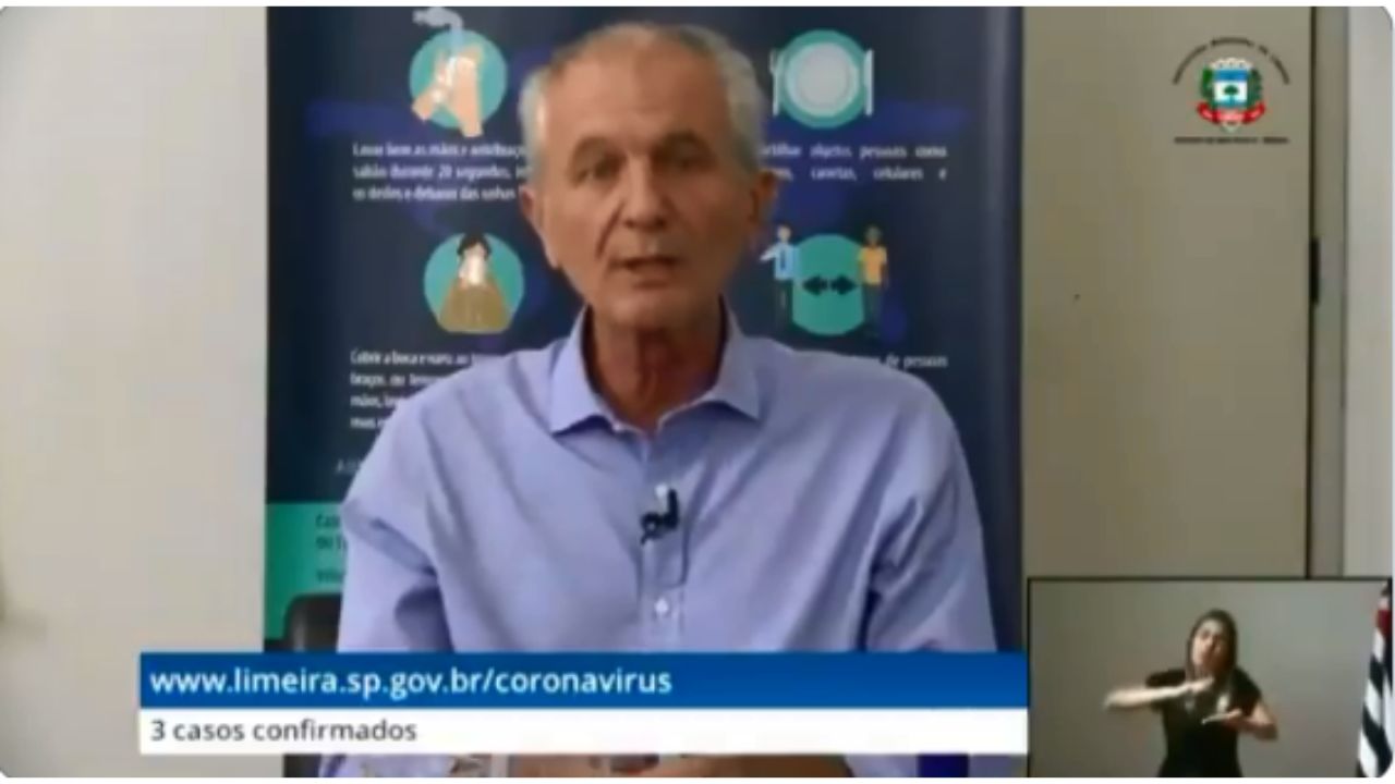 Coronavírus: em live, Prefeito de Limeira tenta acalmar a população: “Todos nós seremos contaminados”