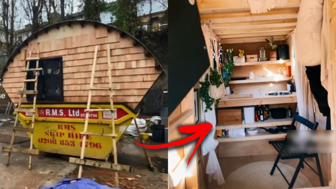 A história por trás da caçamba de lixo que foi transformada em casa