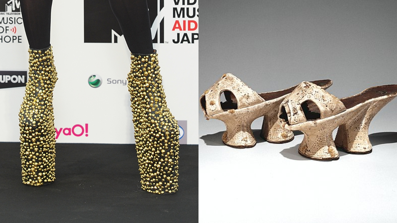 Famosos hoje, sapatos com plataformas gigantes existem desde século 16
