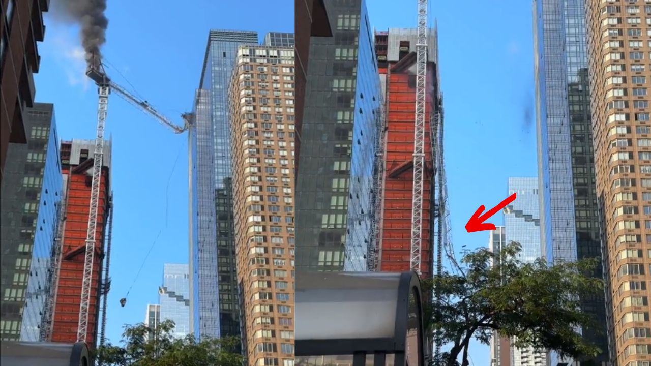 Guindaste cai do topo de prédio em Nova York