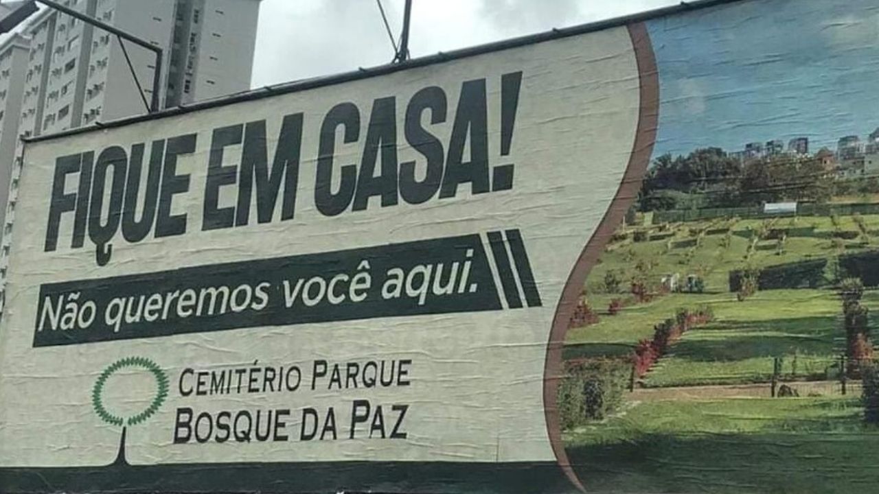 Em Salvador, cemitério cria campanha contra coronavírus, que diz: “Fique em casa! Não queremos você aqui”