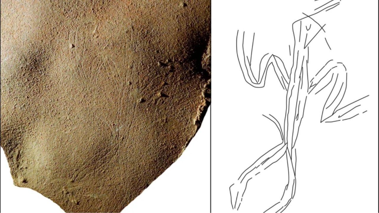 Ao estudar túmulo de 14 mil anos, pesquisadores encontram gravura de figura humana