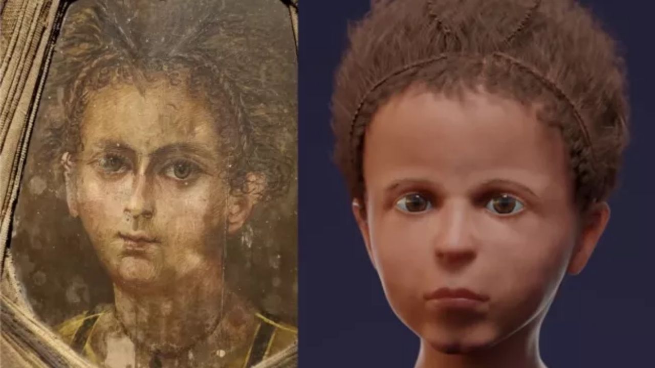 Pesquisadores comparam retrato de múmia egípcia com reconstrução facial 3D