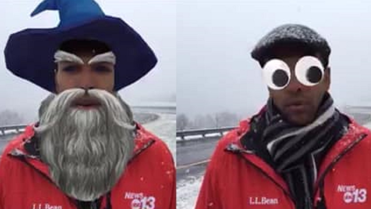 Repórter esquece filtros do Facebook ativos e gera centenas de memes ao vivo