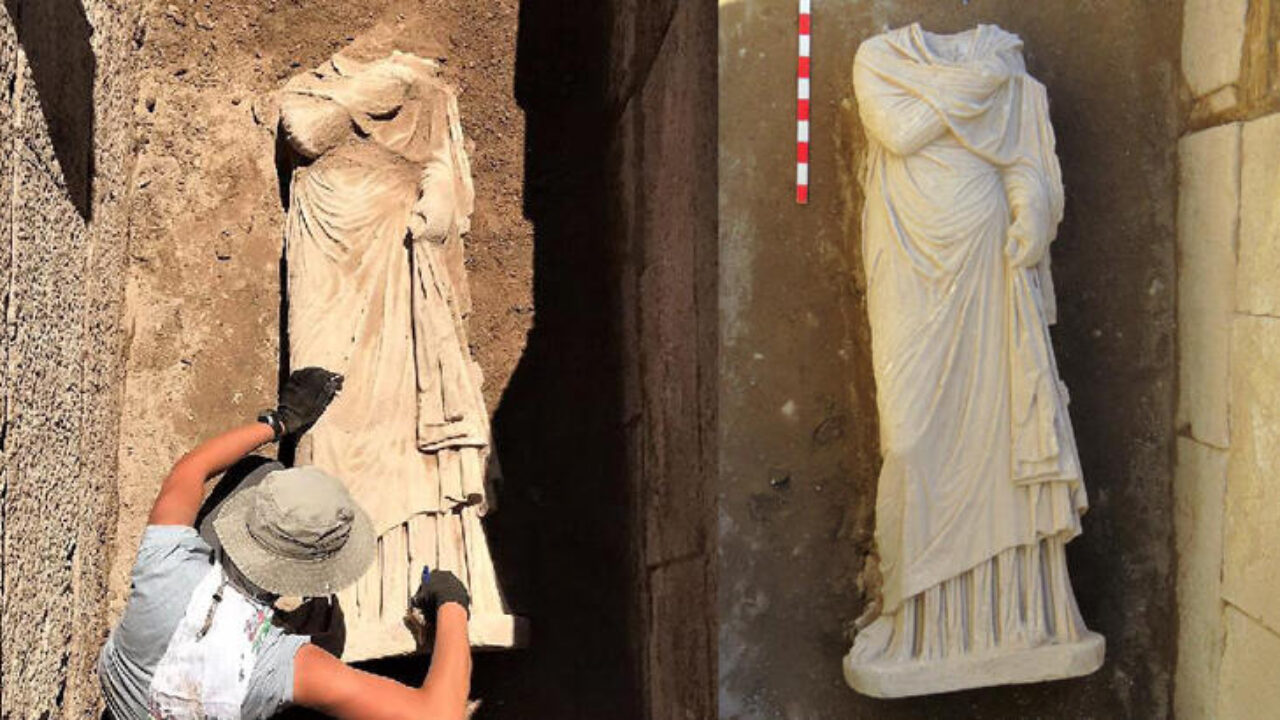 Estátua sem cabeça de quase 2 mil anos é desenterrada na Turquia