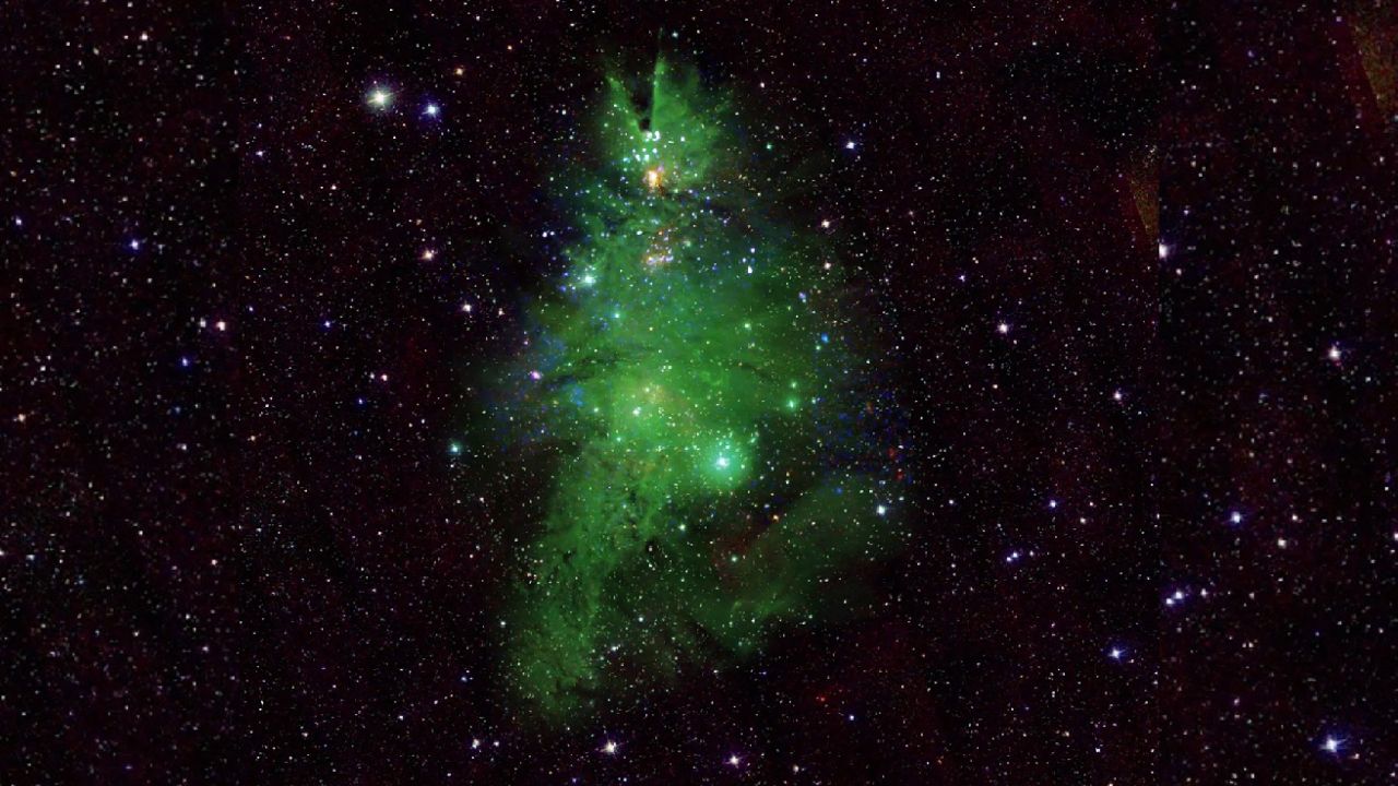 Aglomerado estelar em forma de ‘árvore de Natal’ tem foto divulgada pela NASA