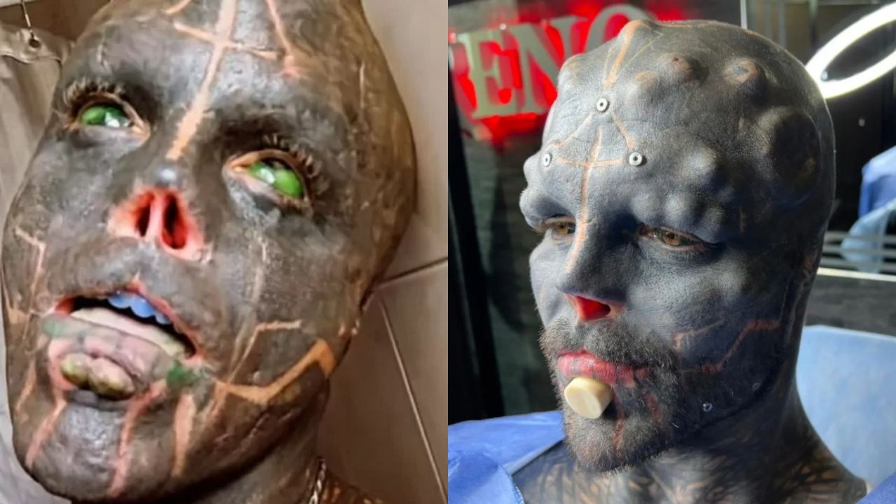 ‘Alien Negro’ abre ‘segunda boca’ em rosto para se parecer com extraterrestre