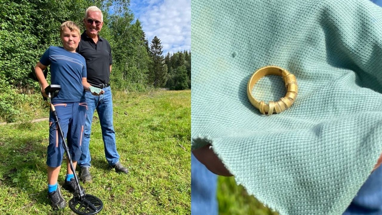 Garoto encontra anel de ouro de 1,5 mil anos com detector de metais na Noruega