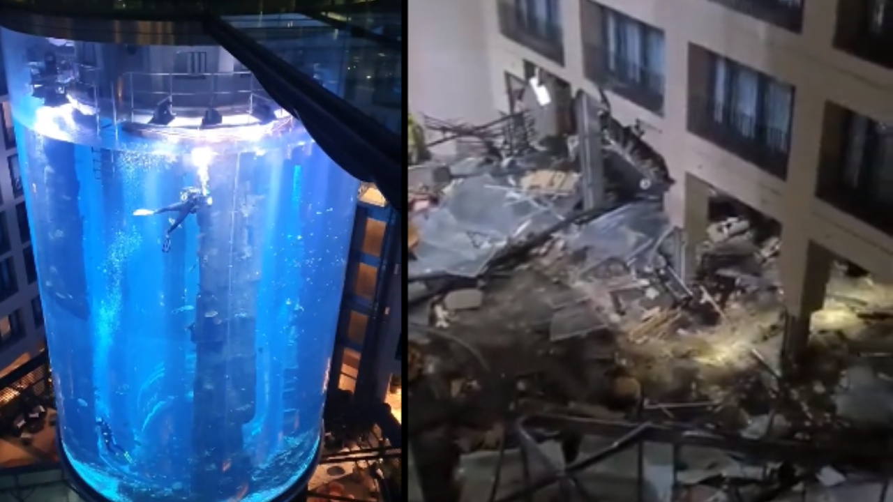 Aquário gigante contendo um milhão de litros explode em hotel na Alemanha