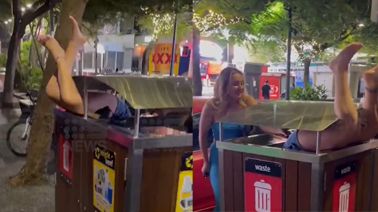 Vídeo de mulher com cabeça dentro de lixeira chama atenção na Austrália