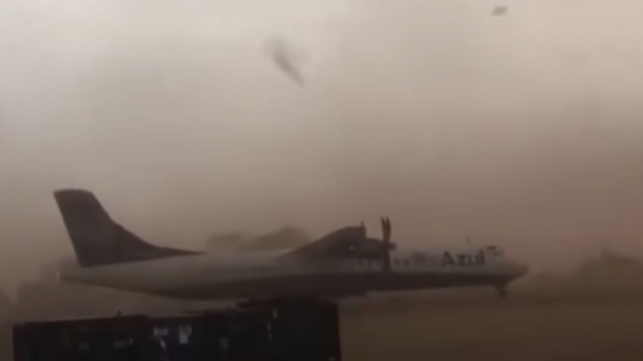 Tempestade de poeira em SP conseguiu mover um avião; veja o vídeo!