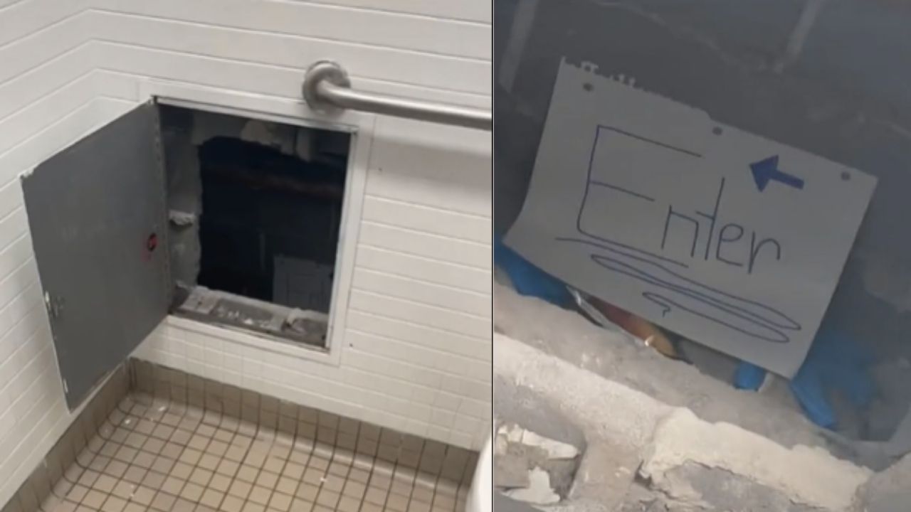 Entrada para ‘passagem secreta’ com placa ‘entre’ é descoberta por aluno