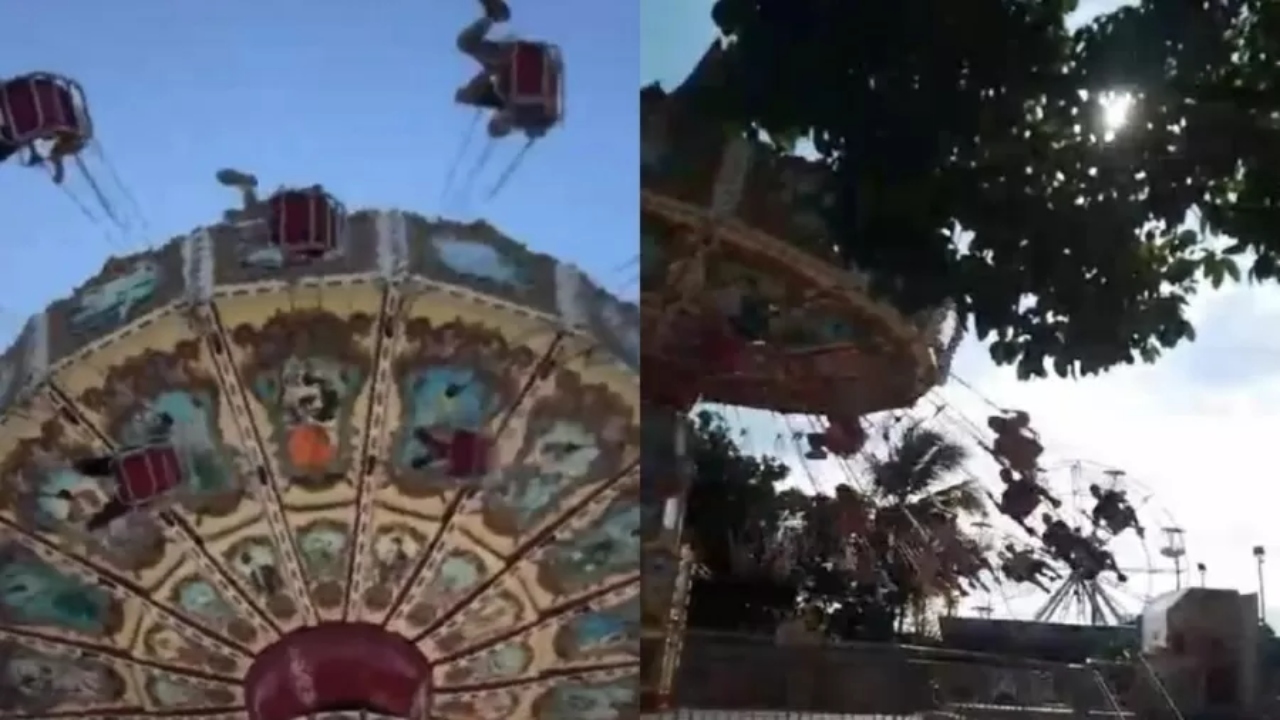 Vídeo registra momento em que mulher é arremessada de brinquedo em parque