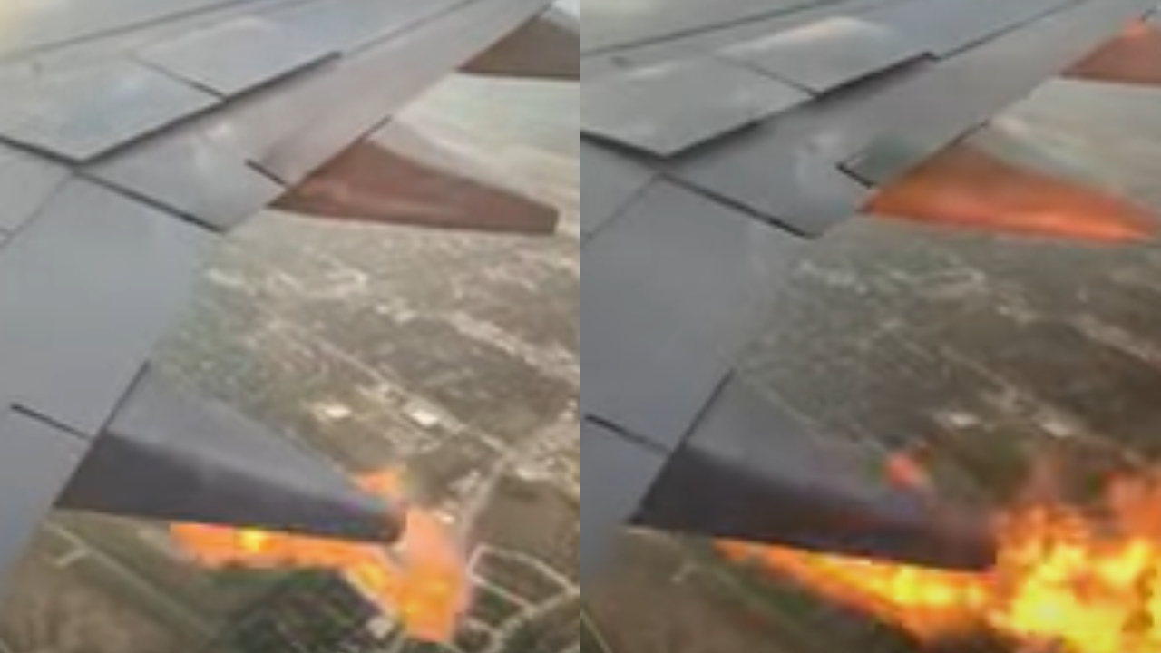 Avião faz pouso de emergência após chamas saírem do motor