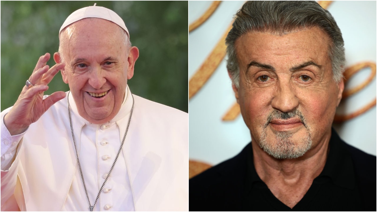 Papa Francisco ‘ensaia’ golpes de boxe ao encontrar Sylvester Stallone