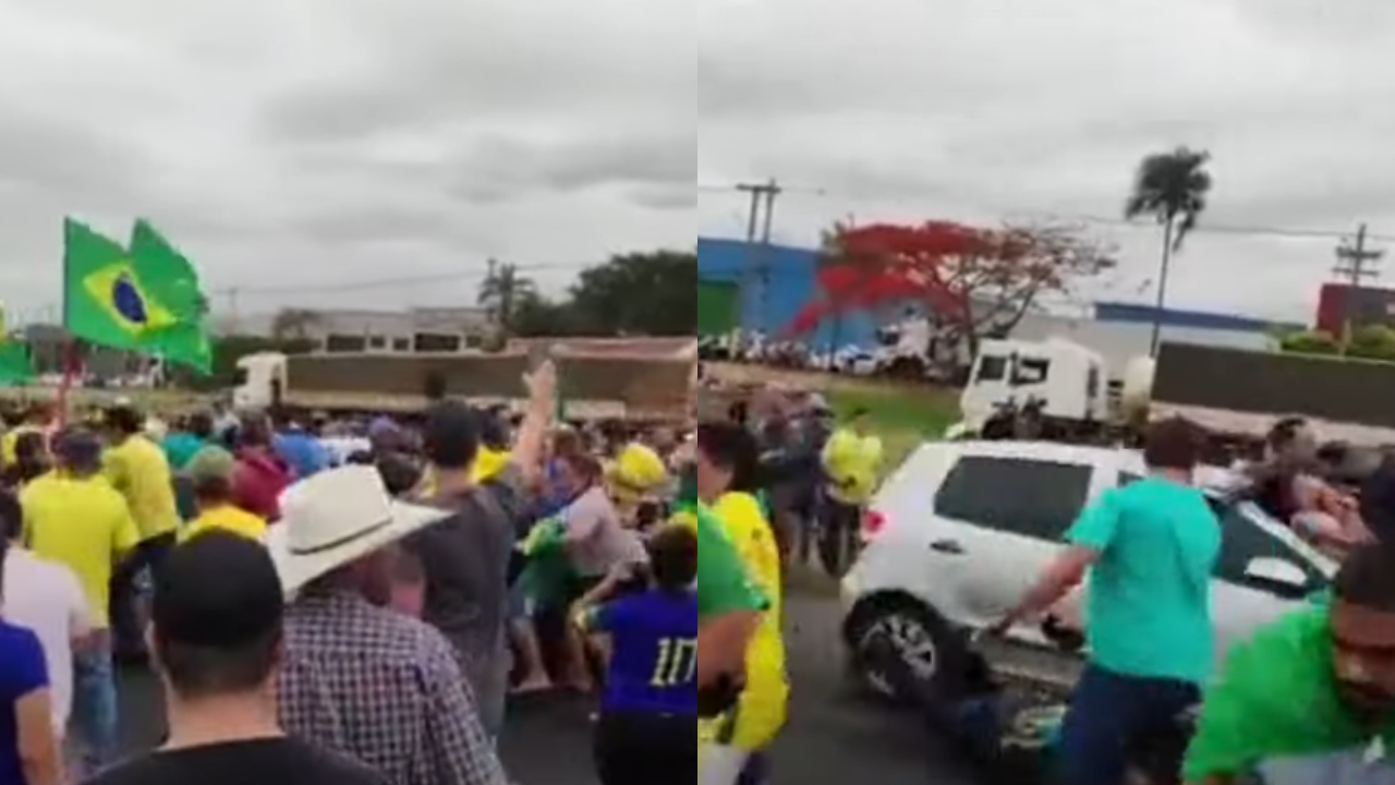 Homem que avançou carro em manifestantes de bloqueio disse que foi agredido