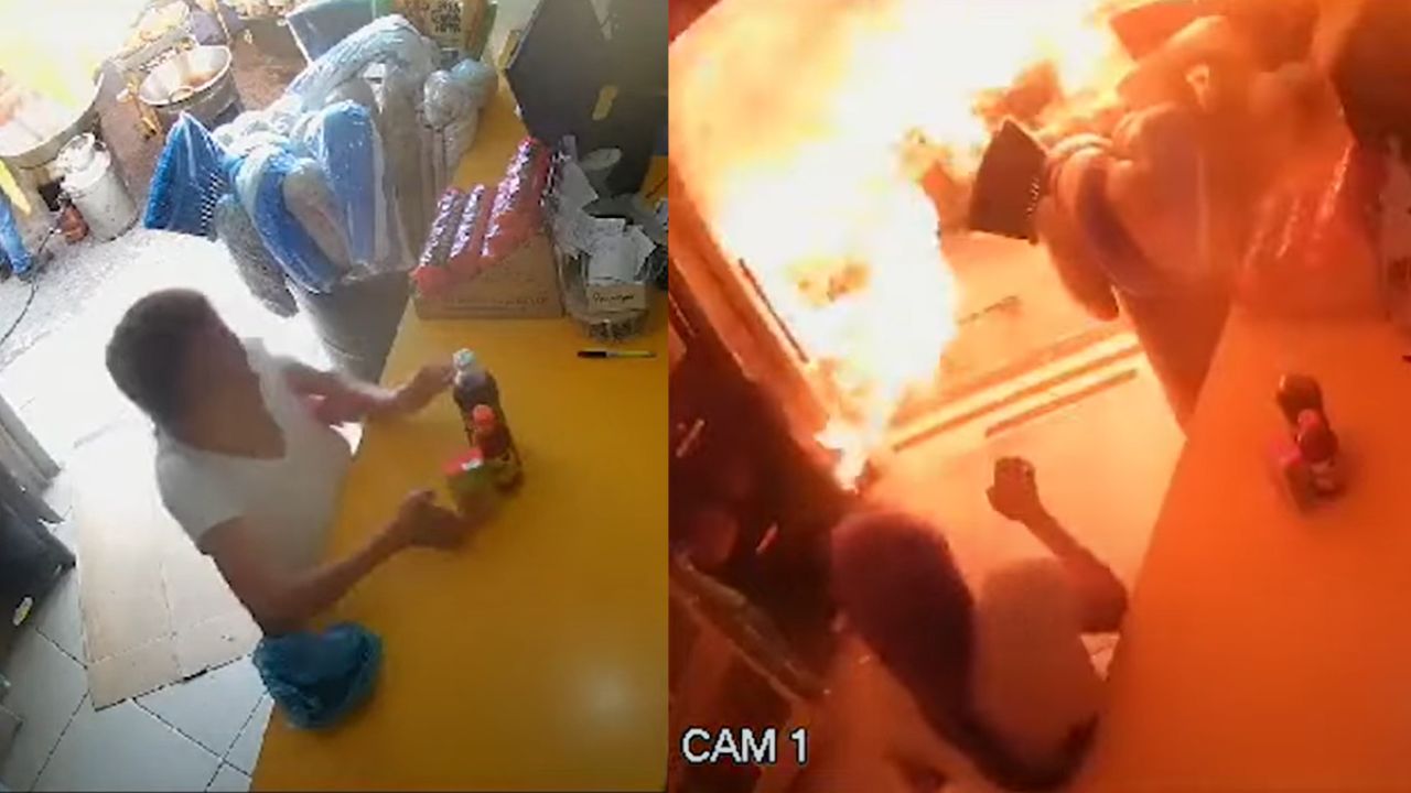Vídeo mostra botijão de gás explodindo no meio de mercado do México