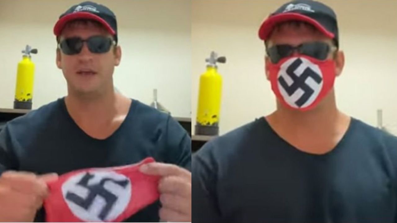 Youtuber usa máscara com suástica para comparar pandemia com campos de concentração