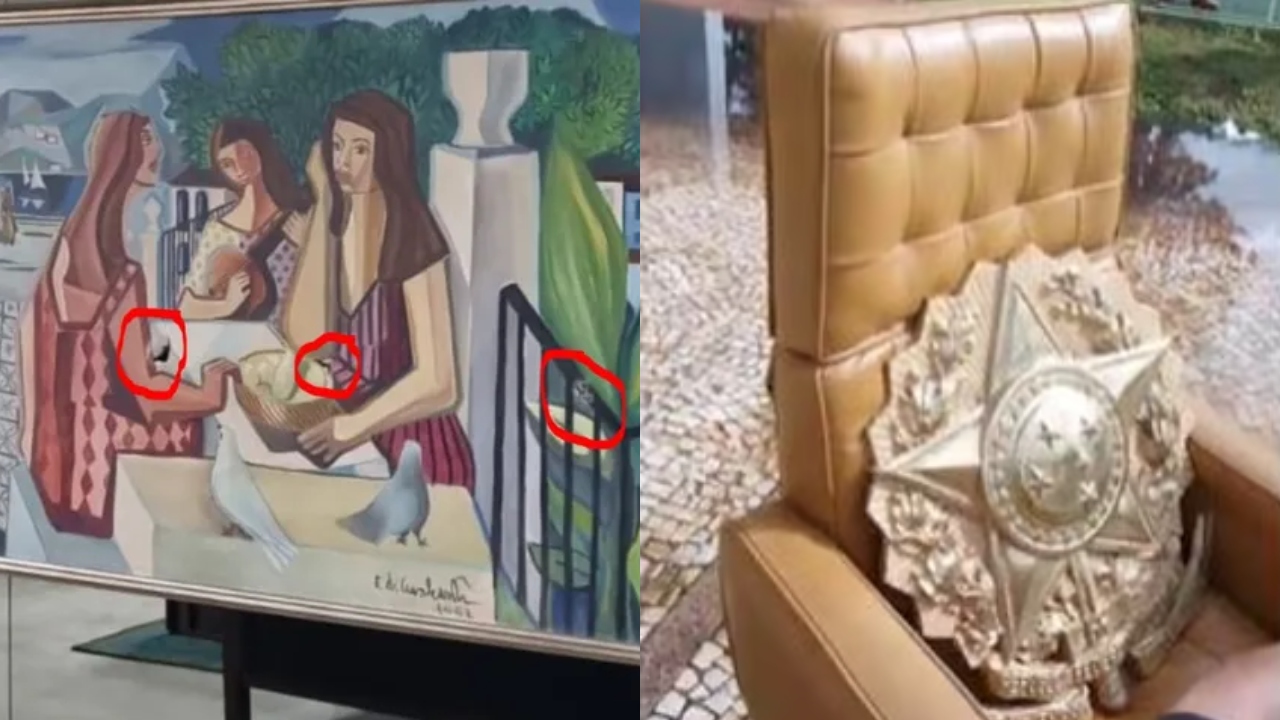 Pintura de Di Cavalcanti e brasão da República: O que foi danificado com o terrorismo em Brasília