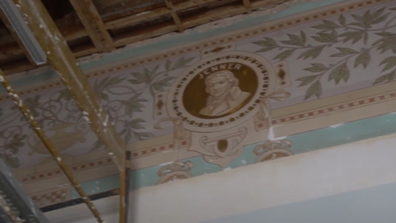 Restauração no Instituto Butantan revela curiosas pinturas cobertas por forro há anos