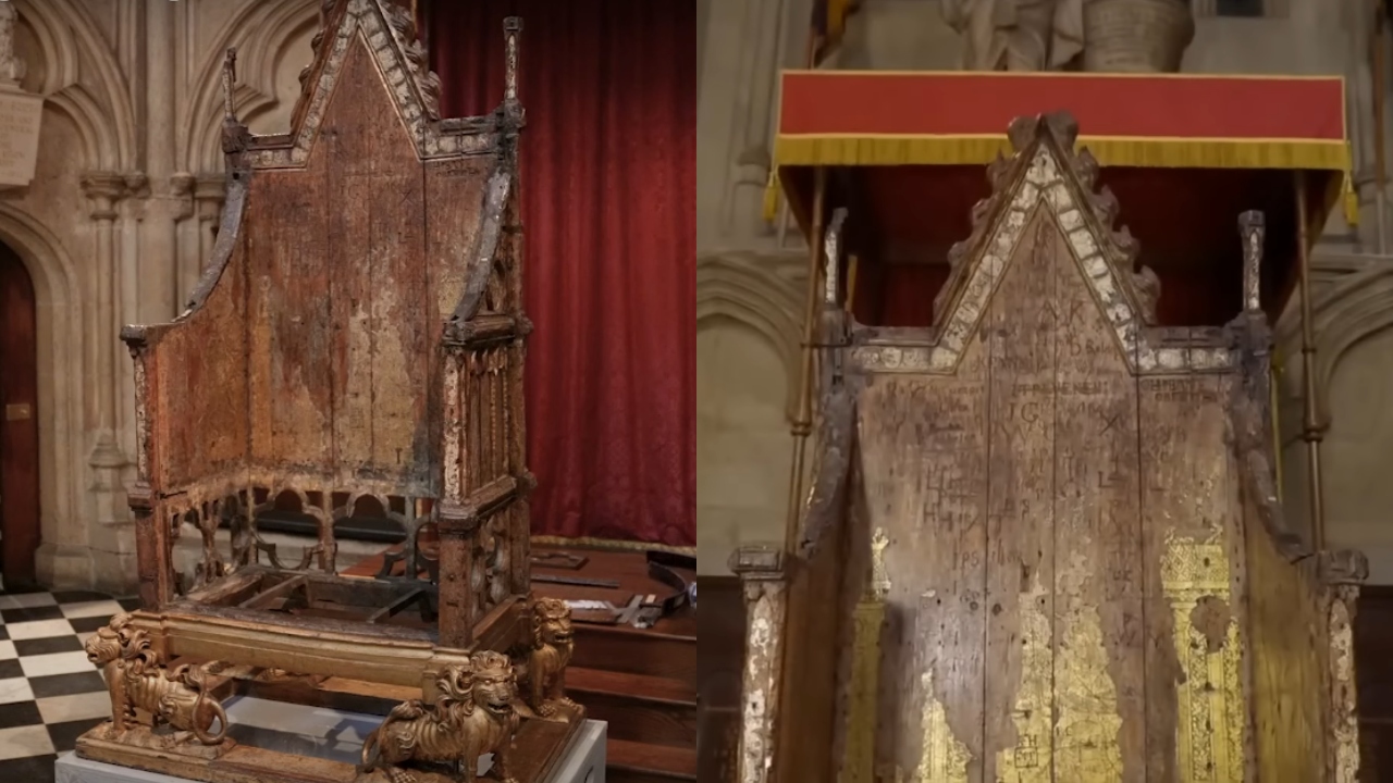 Tradição: Cadeira medieval de 700 anos é restaurada para a coroação de Charles III