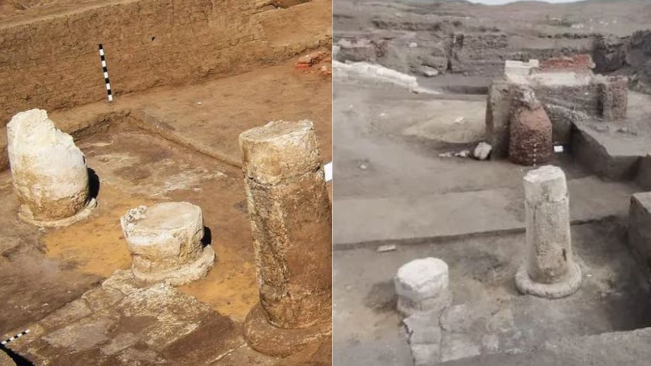 Arqueólogos descobrem impressionantes pilares de templo do século 7 a.c no Egito