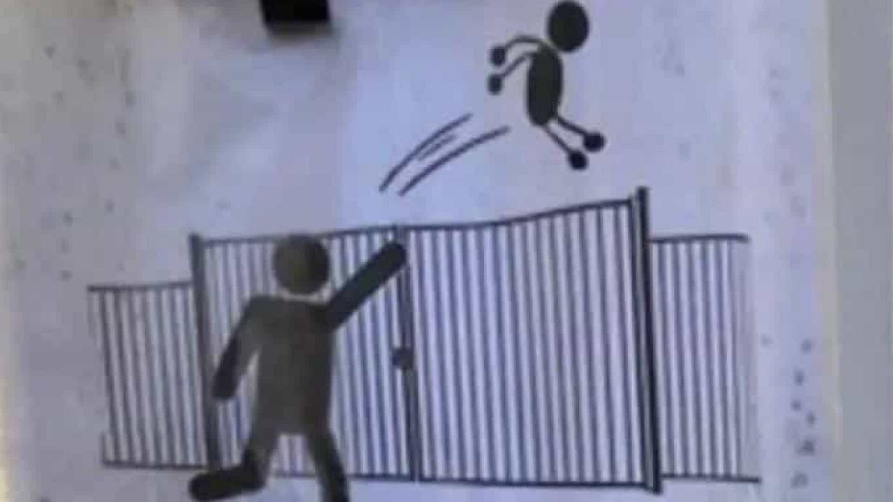 Escola francesa faz cartaz para que pais parem de arremessar alunos atrasados por cima de portão