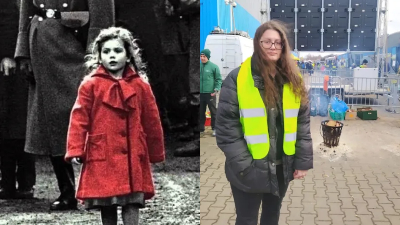 Menina que usa casaco vermelho de ‘A Lista de Schindler’ ajudou vítimas da Guerra da Ucrânia