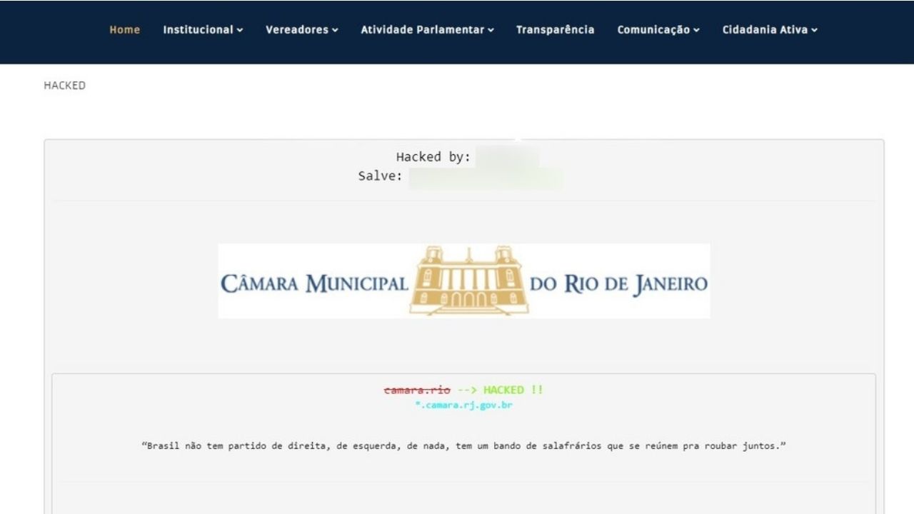 Após ataque hacker, site da Câmara Municipal do Rio fica fora do ar