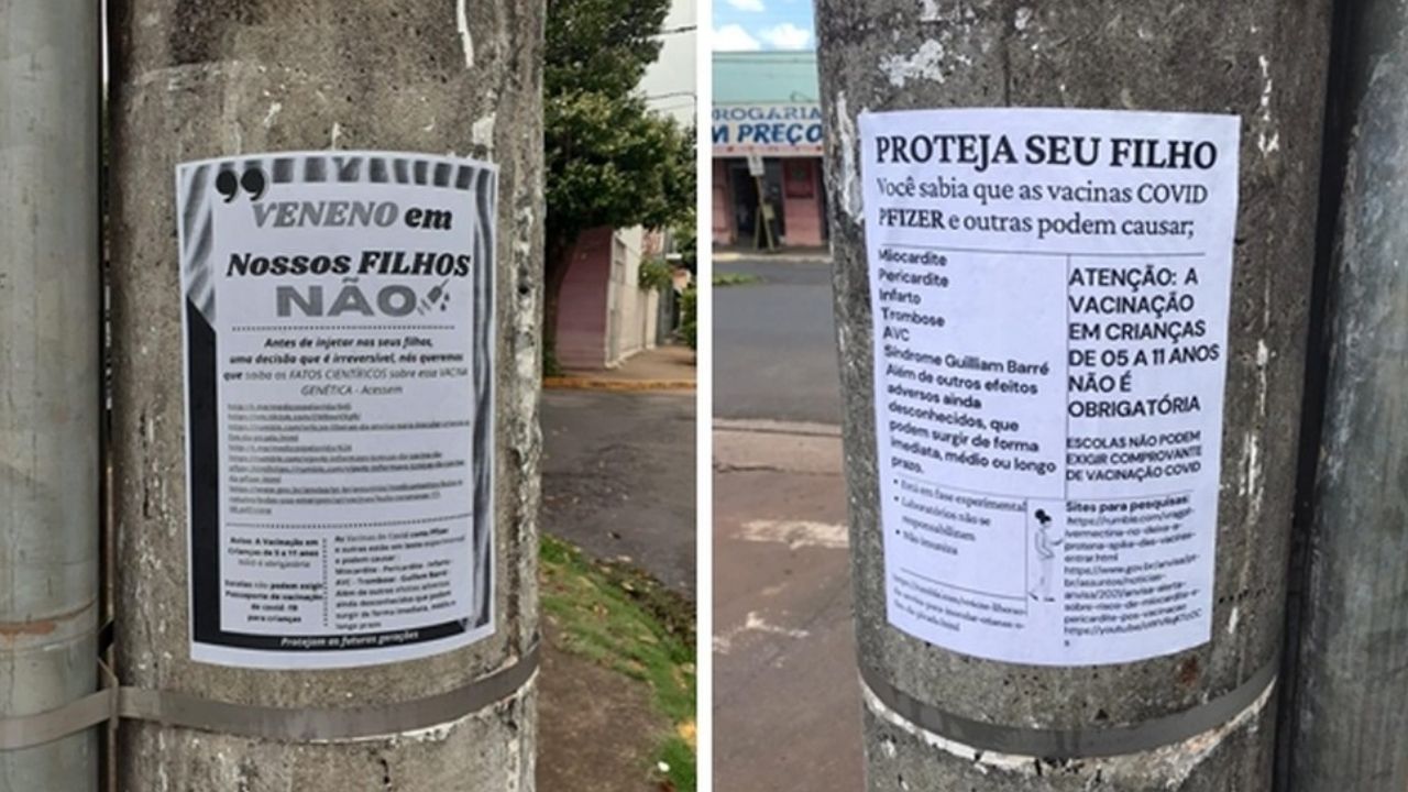 Especialistas repudiam cartazes com desinformações sobre vacinação infantil