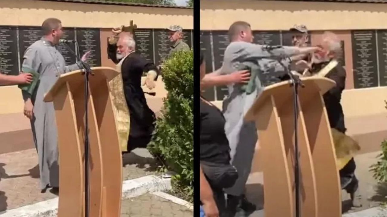 Por crítica a Putin, padre russo agride capelão ucraniano com cruz durante funeral