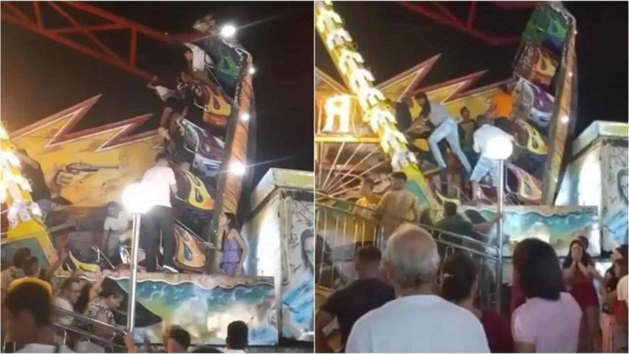 Brinquedo parte ao meio em parque de diversão em cidade do Ceará