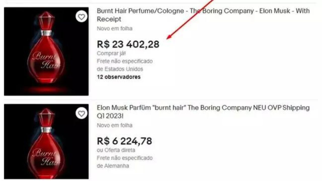 Perfume Burnt Hair, de Elon Musk, esgota e é revendido no eBay por R$ 23 mil