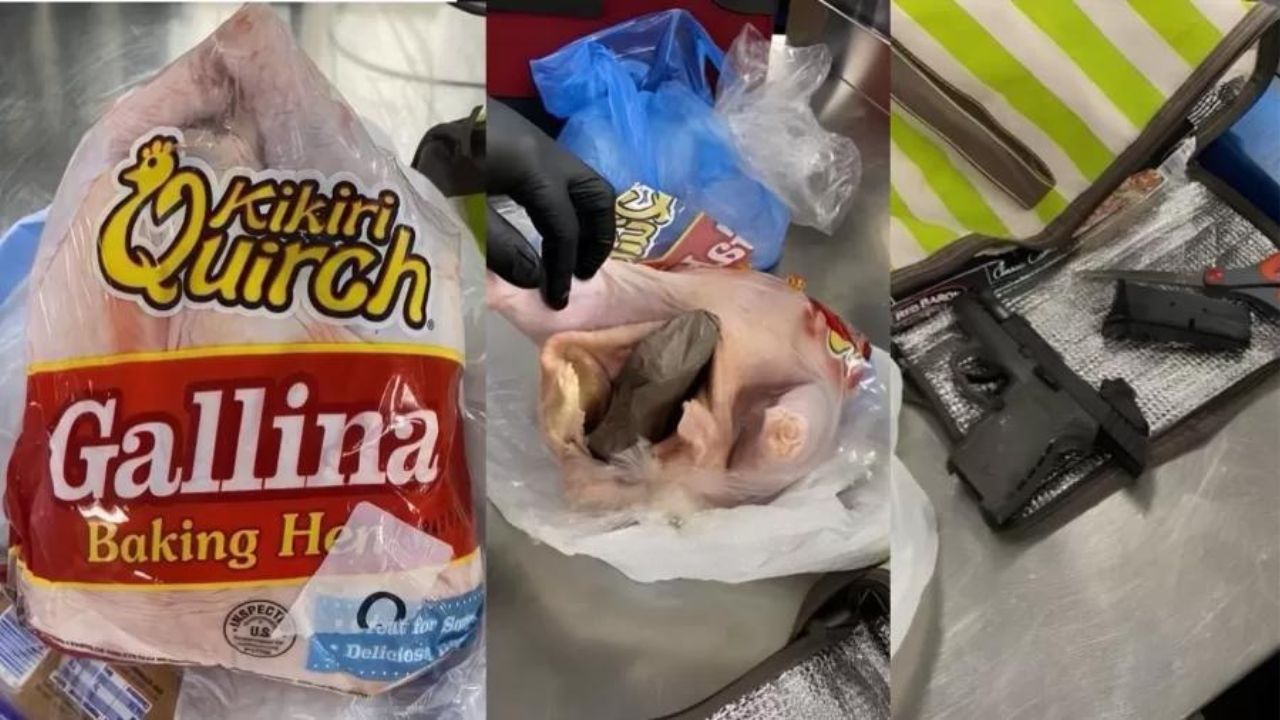 Arma de fogo é encontrada dentro de frango cru durante inspeção em aeroporto